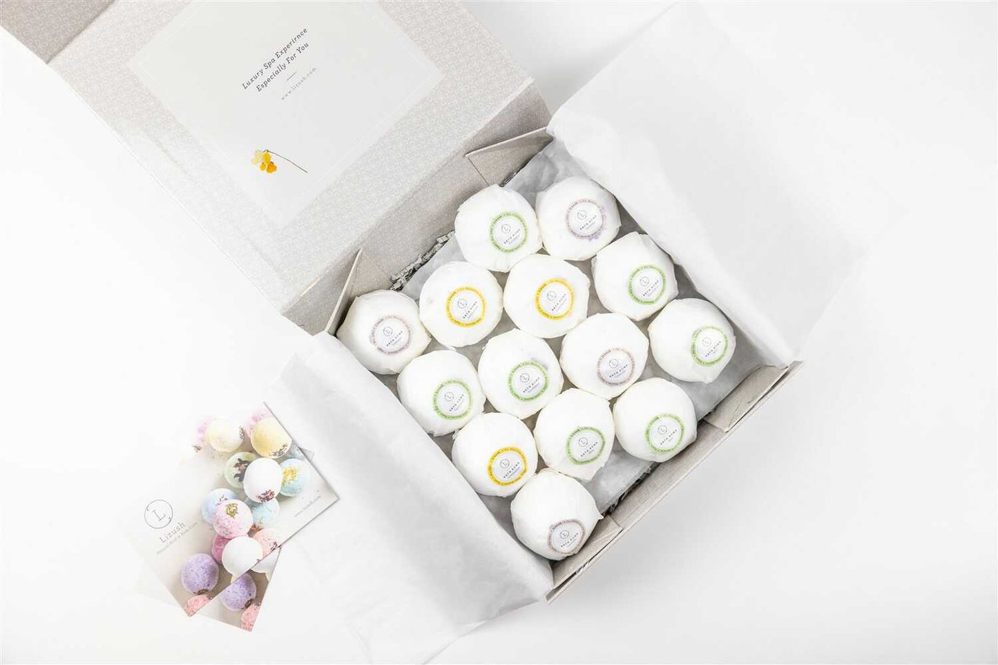 Bath Bombs Gift Box, Set of 14 Big 100% Natural Bath Bombs