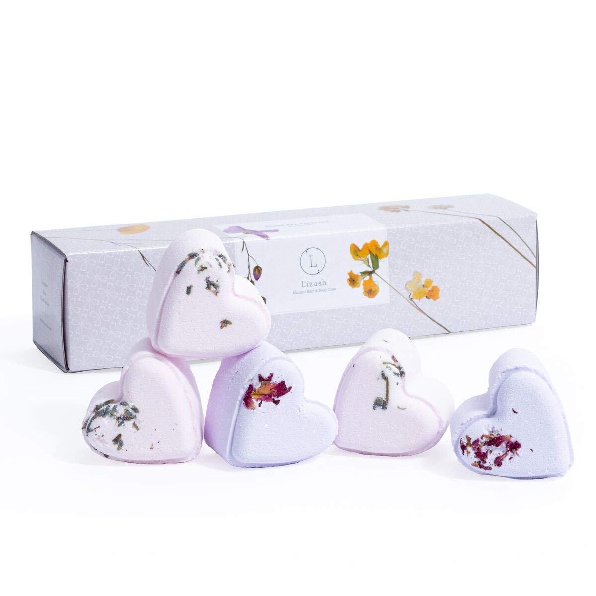 Set of 5 Heart Shaped Shower Steamers Package