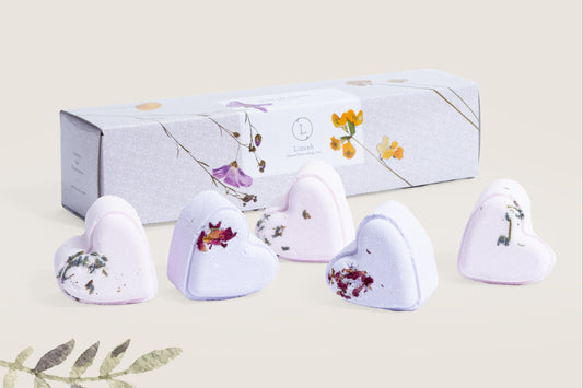Set of 5 Heart Shaped Shower Steamers Package