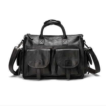 Vegetable Tanning Leather Postman Bag Briefcase Messenger Crossbody Bags-2