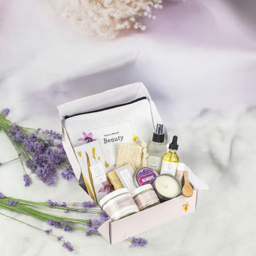 Spa Gift Box, Natural Lavender Bath & Body Package
